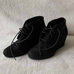 American Eagle Outfitters Black Lace-Up Ankle Booties Wedge Heel Wmns 9